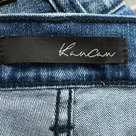 Kancan Size 11 29 Dark Wash Denim Distressed Stretch Moto Mid Rise Skinny Jeans - Picture 3 of 4